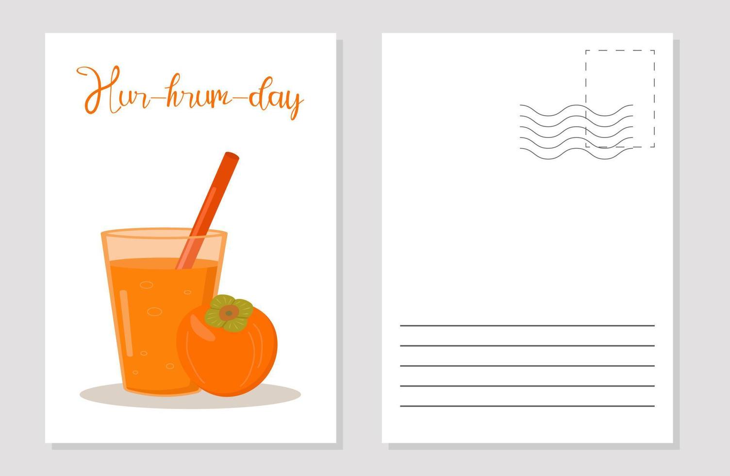 el diseño de la tarjeta de felicitación día del caqui jugo de fruta del día del caqui vector