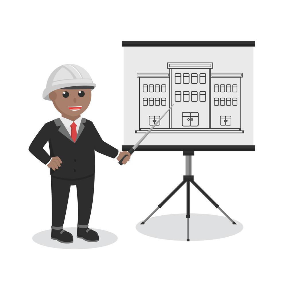 engineer african giving presentation design character on white background vector