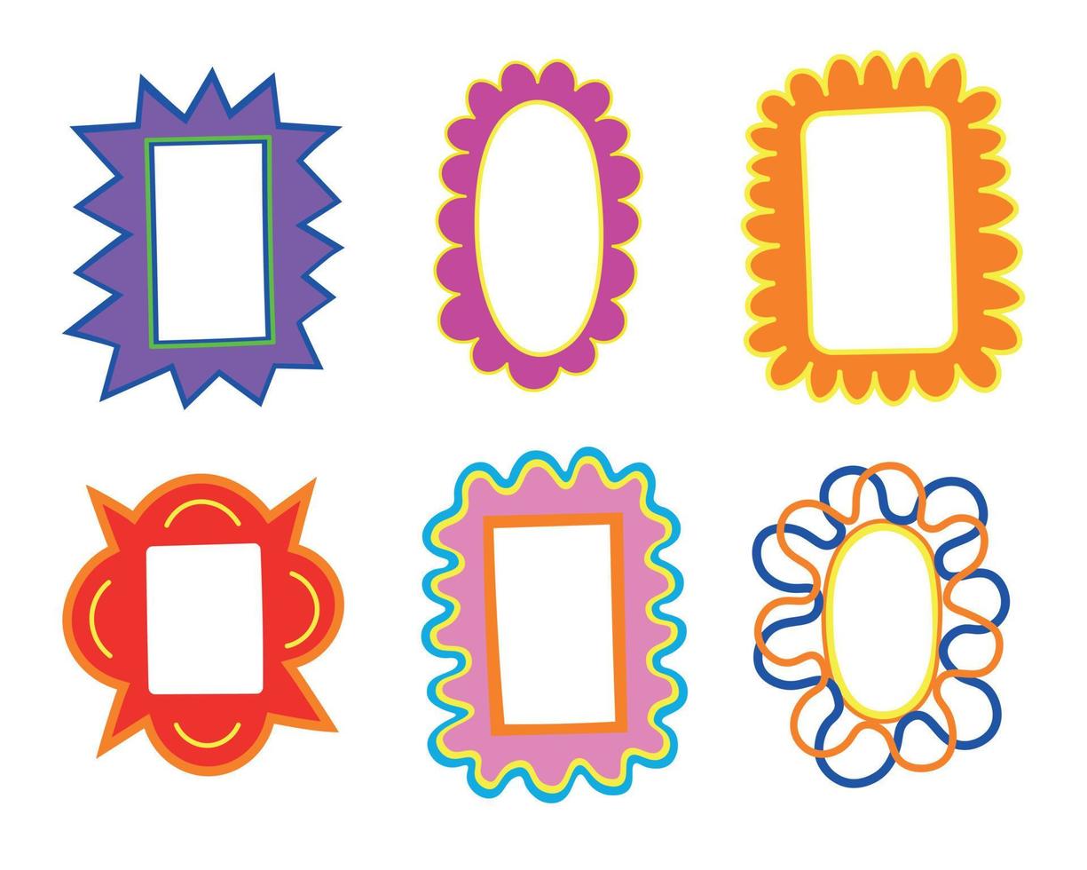 Vector set of decorative doodle colorful cute and funny frames
