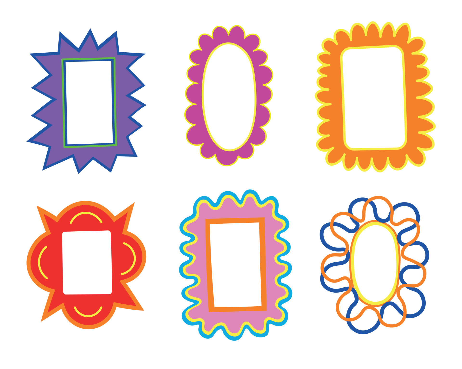 Vector set of decorative doodle colorful cute and funny frames 16640899