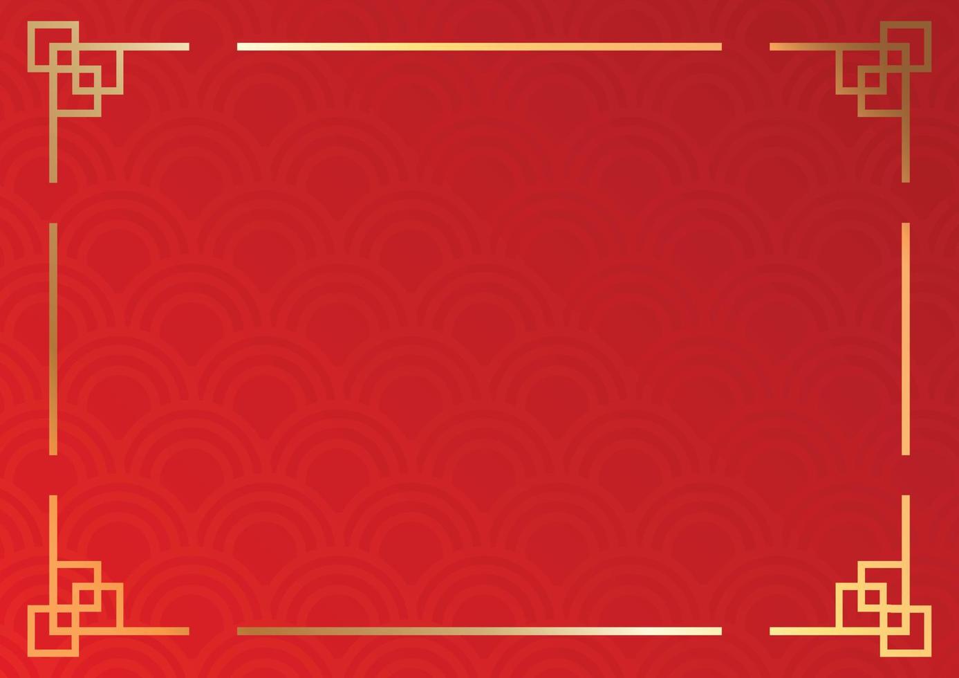 Chinese red background with gold frame. vector