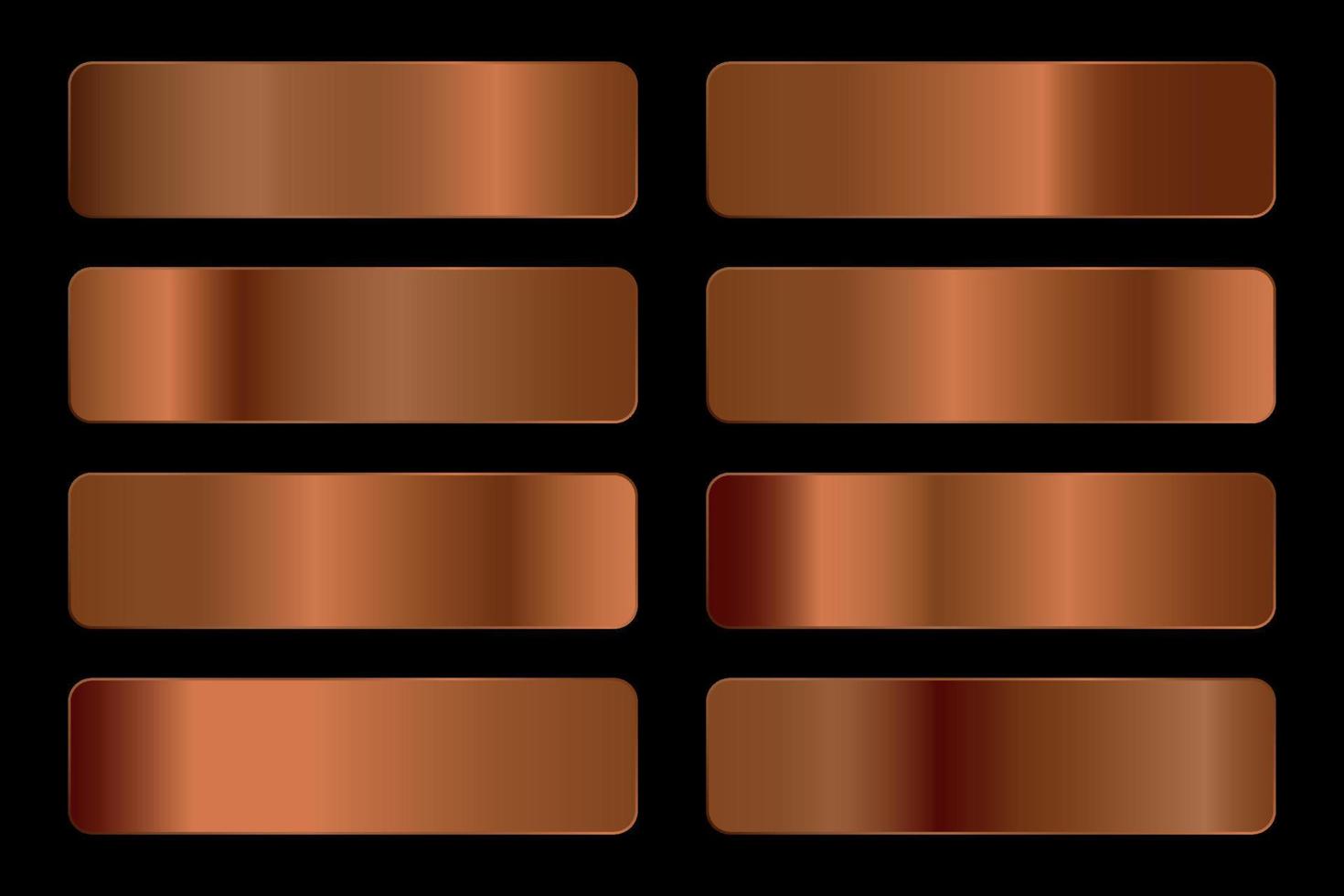 Vector set of gold and bronze metal gradients.