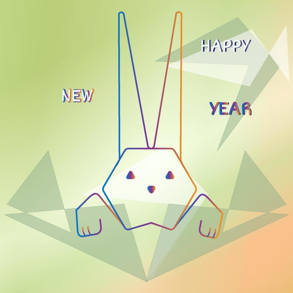 conejo de geometría de año nuevo chino con formas de geometría en el fondo vector