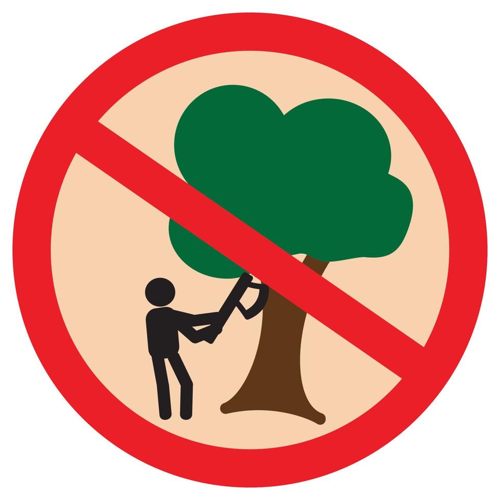 No Illegal Logging Flat Icon vector