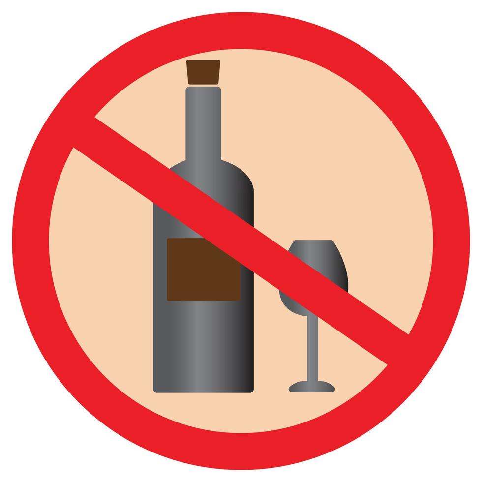 icono plano sin alcohol vector