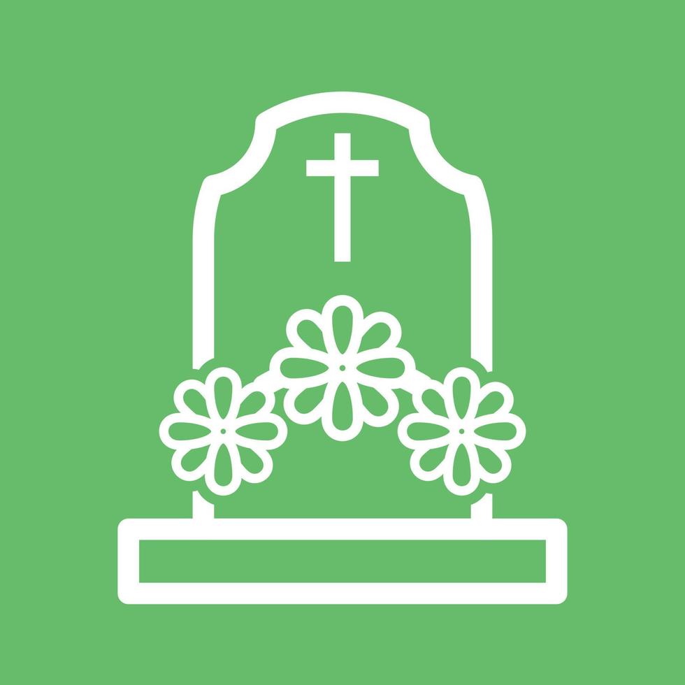 tumba con icono de fondo de color de línea de flores vector
