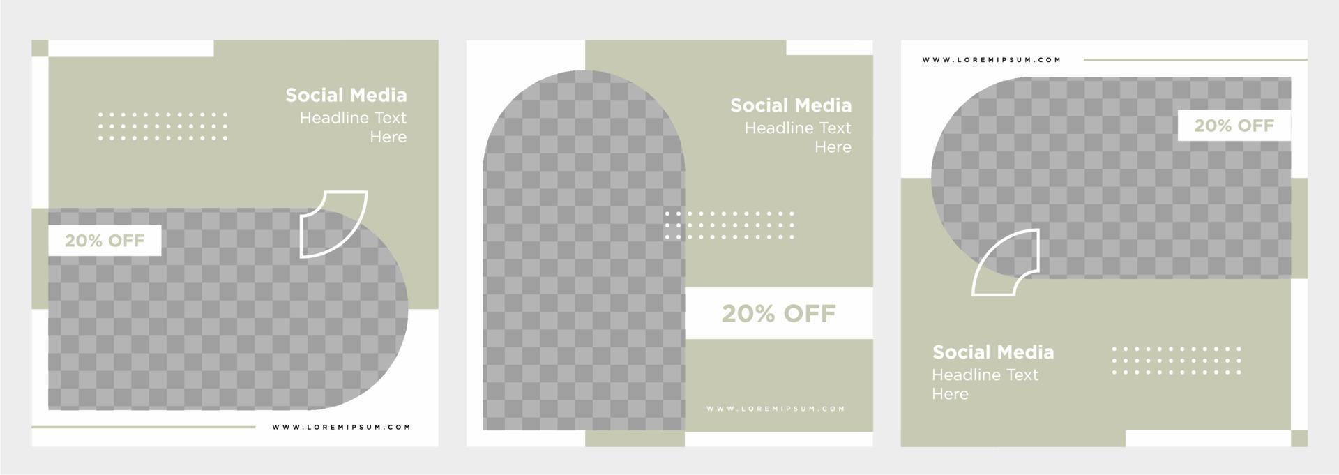 Minimalist social media post template collection or banner vector