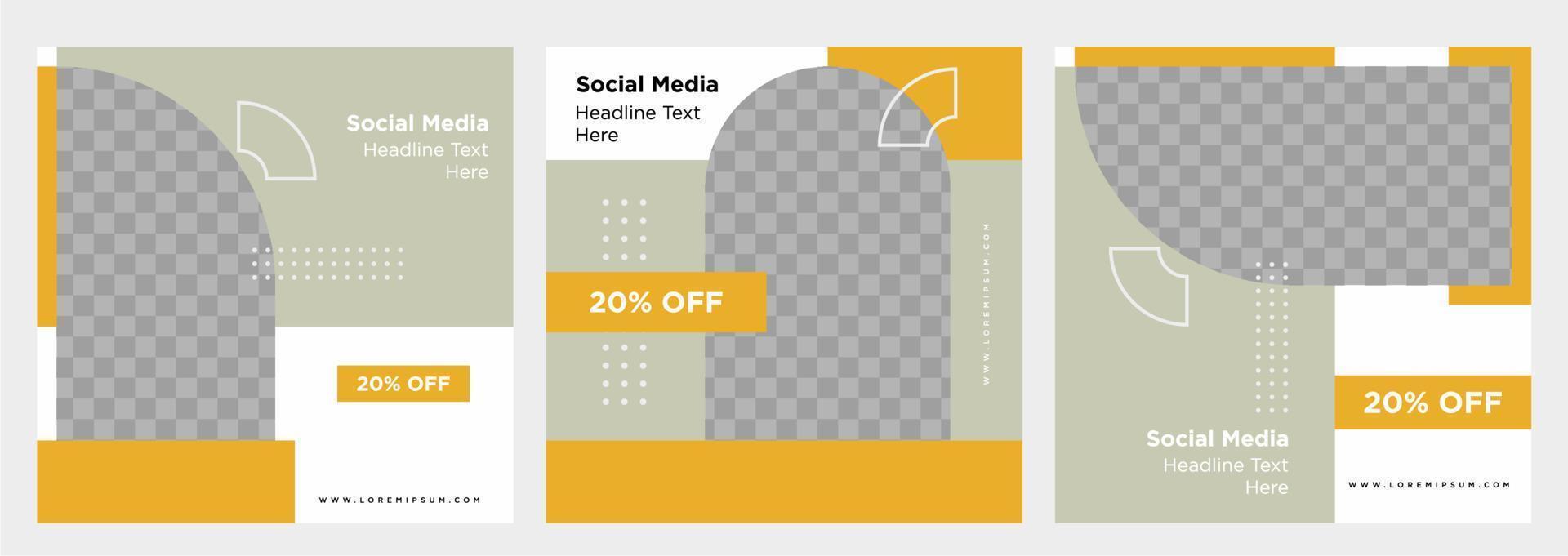 Minimalist social media post template collection or banner vector