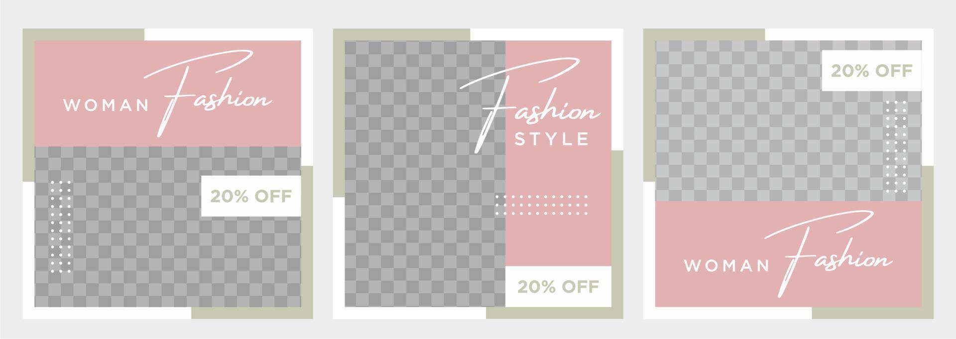 Minimalist social media post template collection or banner vector