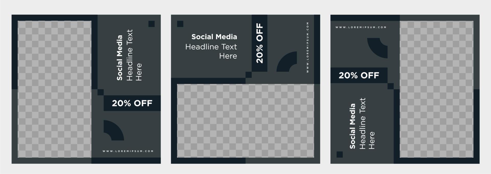 Minimalist social media post template collection or banner vector