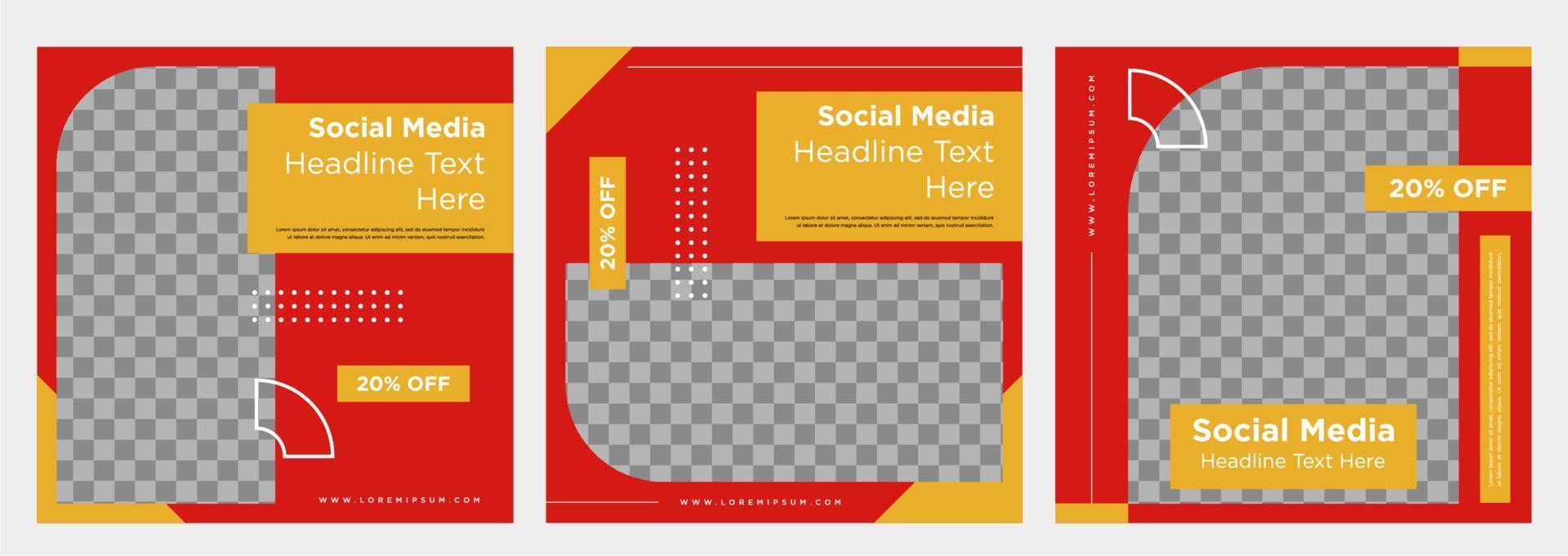 Minimalist social media post template collection or banner vector