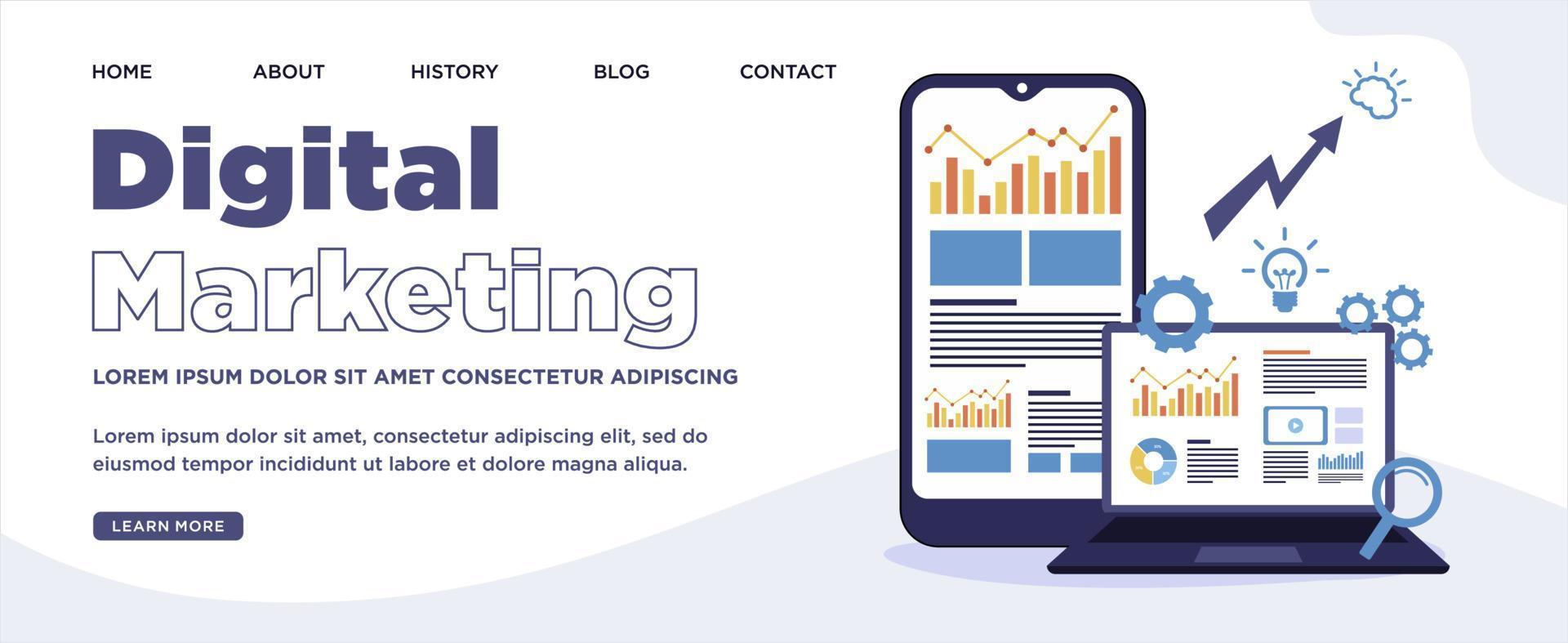 Digital marketing strategy Web Banner vector