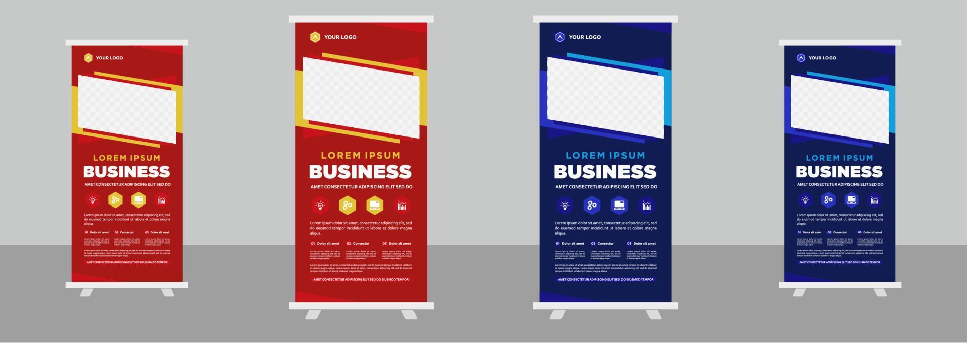 plantilla de diseño de banner de stand enrollable de negocios corporativos vector