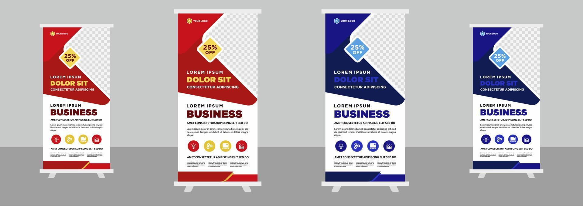 Corporate business roll up stand banner design template vector