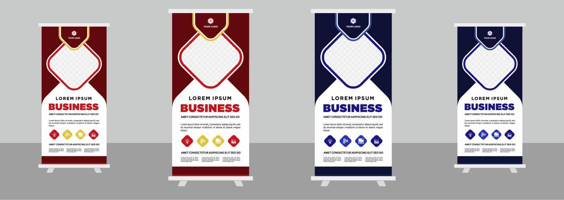 Corporate business roll up stand banner design template vector