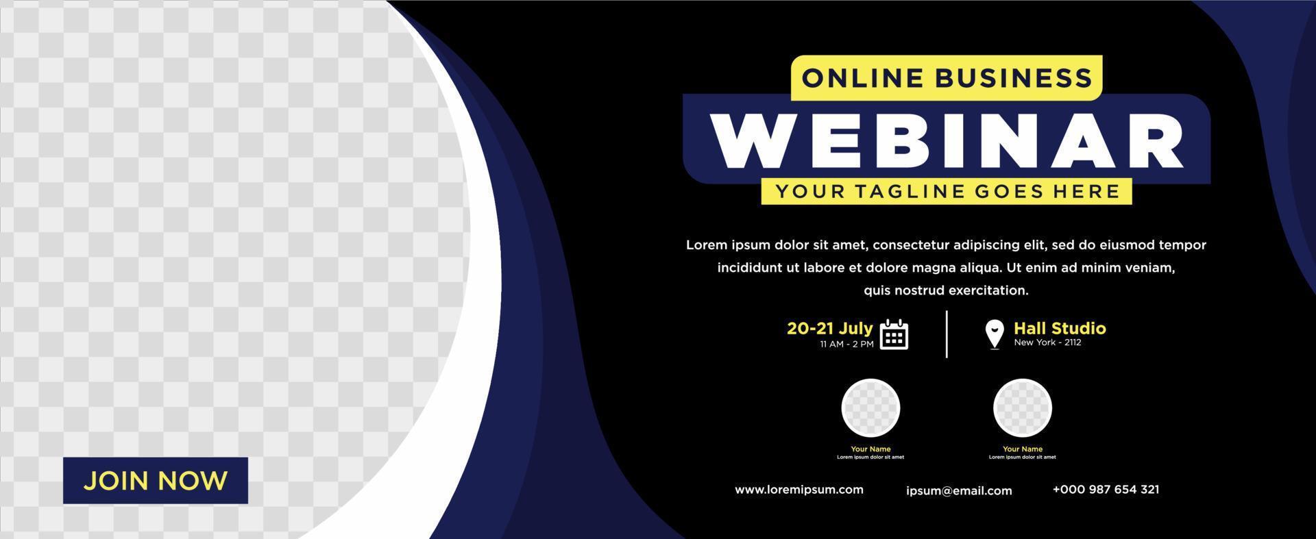 seminario web en vivo de marketing digital y publicación en redes sociales corporativas o banner de plantilla vector