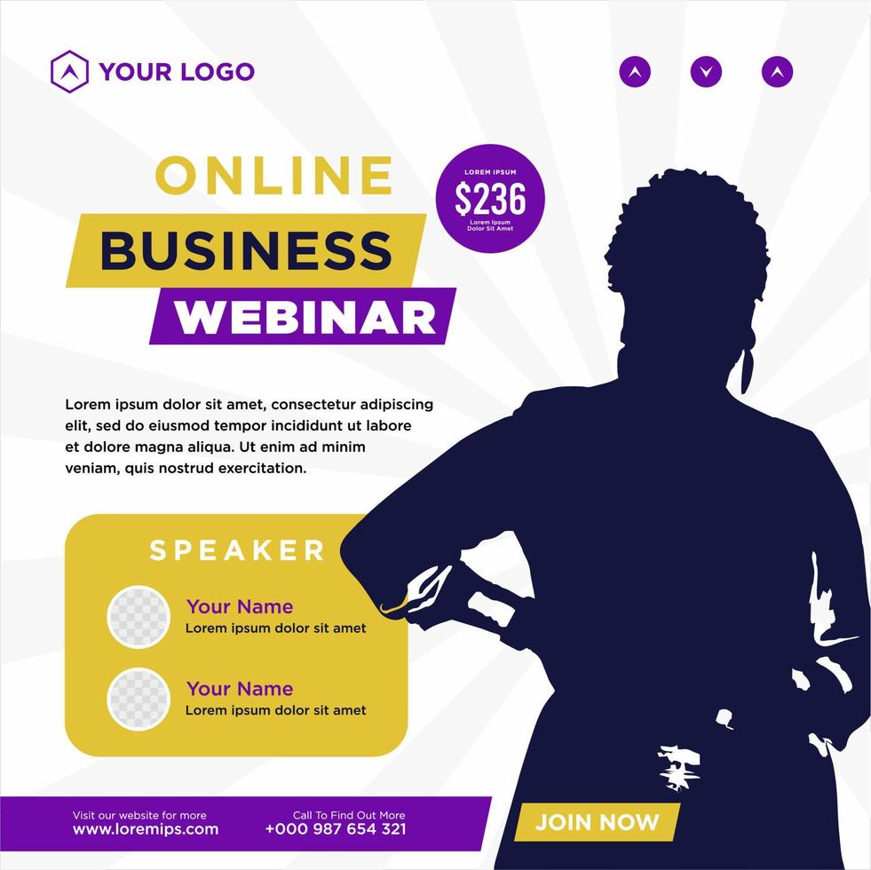 Digital marketing live webinar and corporate social media post or template banner vector