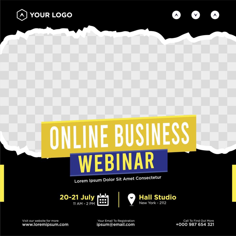 Digital marketing live webinar and corporate social media post or template banner vector