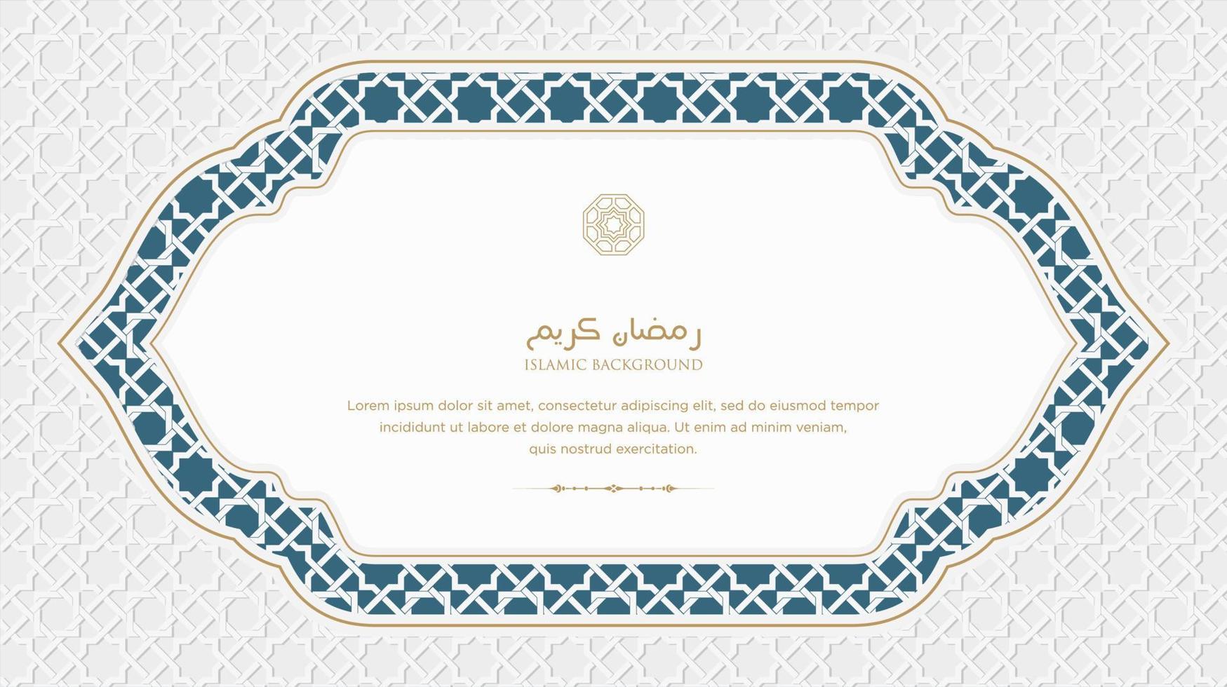 Ramadan kareem arabic islamic elegant white and golden luxury ornament background with arabic pattern and decorative ornament arch frame vector