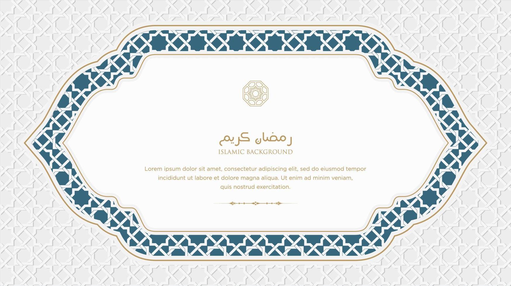 ramadan kareem árabe islámico elegante fondo de adorno de lujo blanco y dorado con patrón árabe y marco de arco de adorno decorativo vector