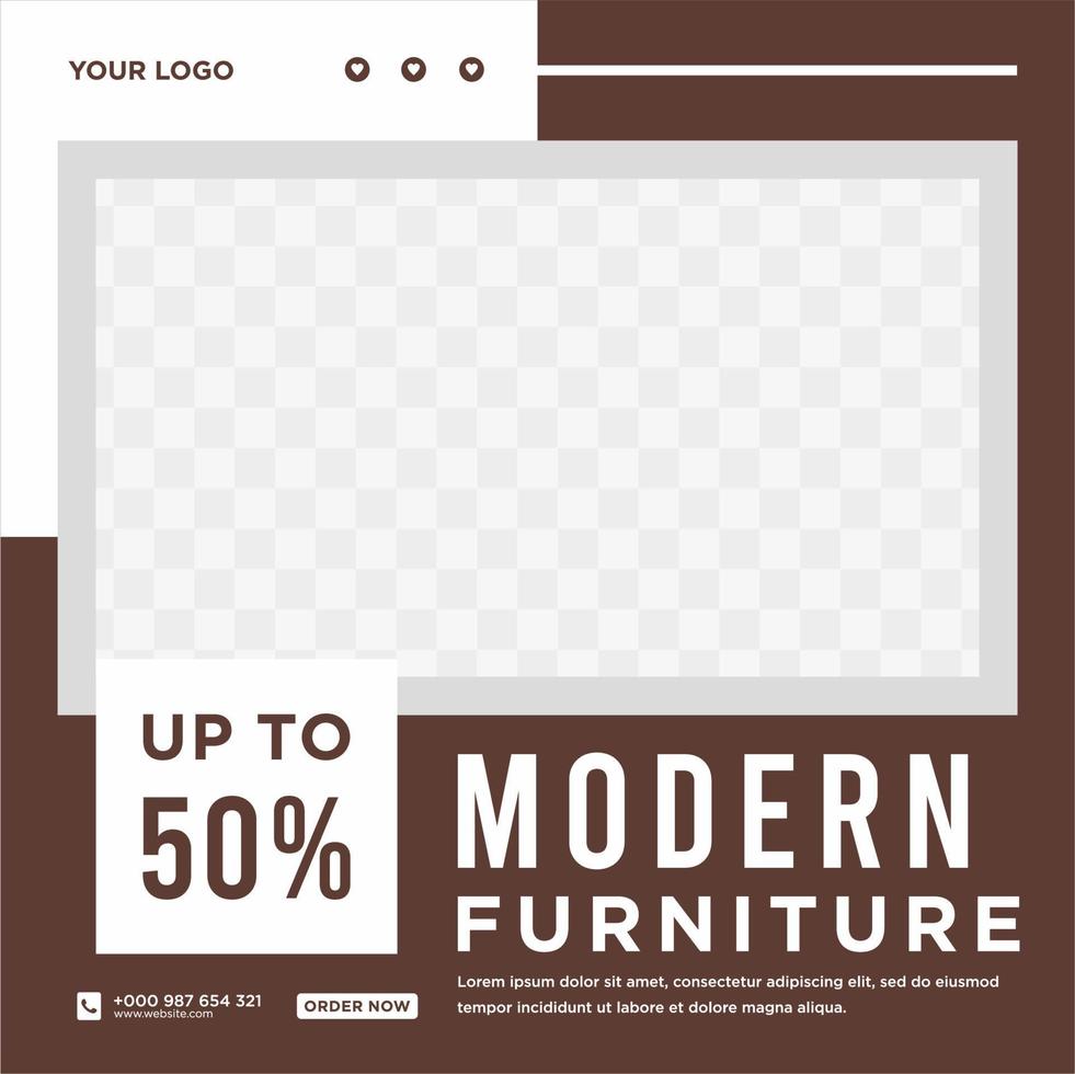 Furniture sale banner Social media post template vector