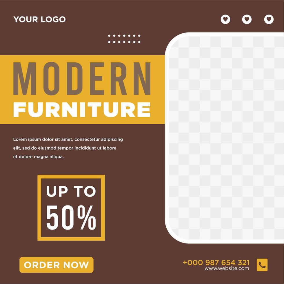 Furniture sale banner Social media post template vector