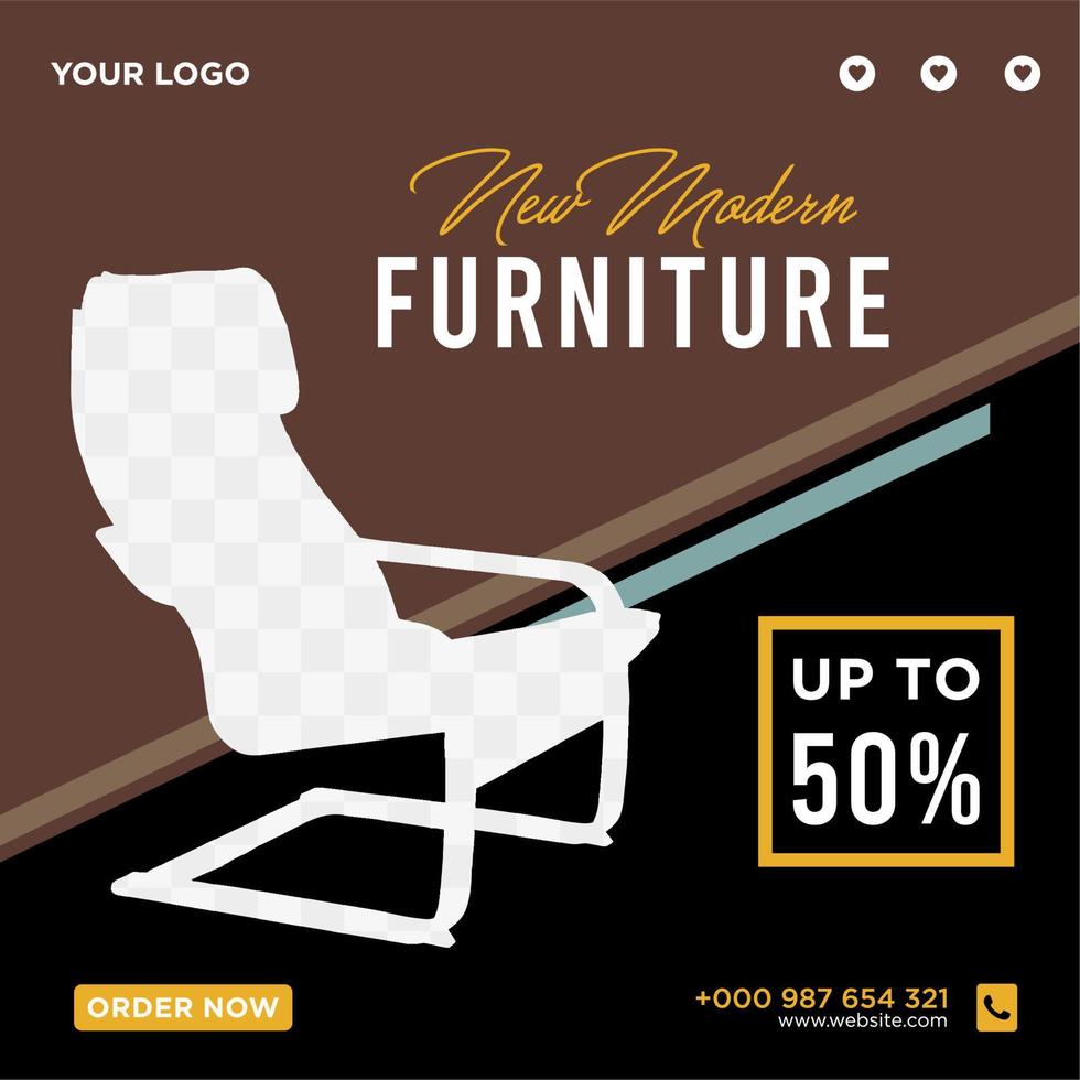 Furniture sale banner Social media post template vector