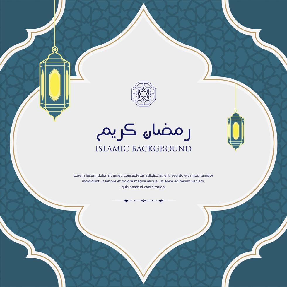 ramadan kareem árabe islámico elegante fondo de adorno de lujo blanco y dorado con patrón árabe y marco de arco de adorno decorativo vector