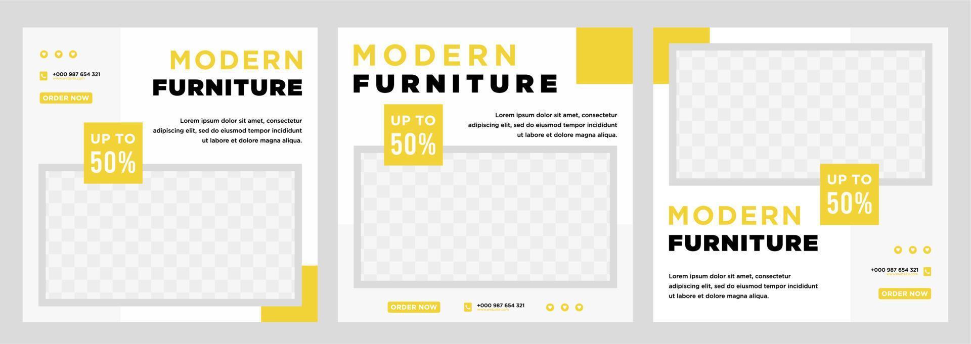 Furniture sale banner Social media post template vector