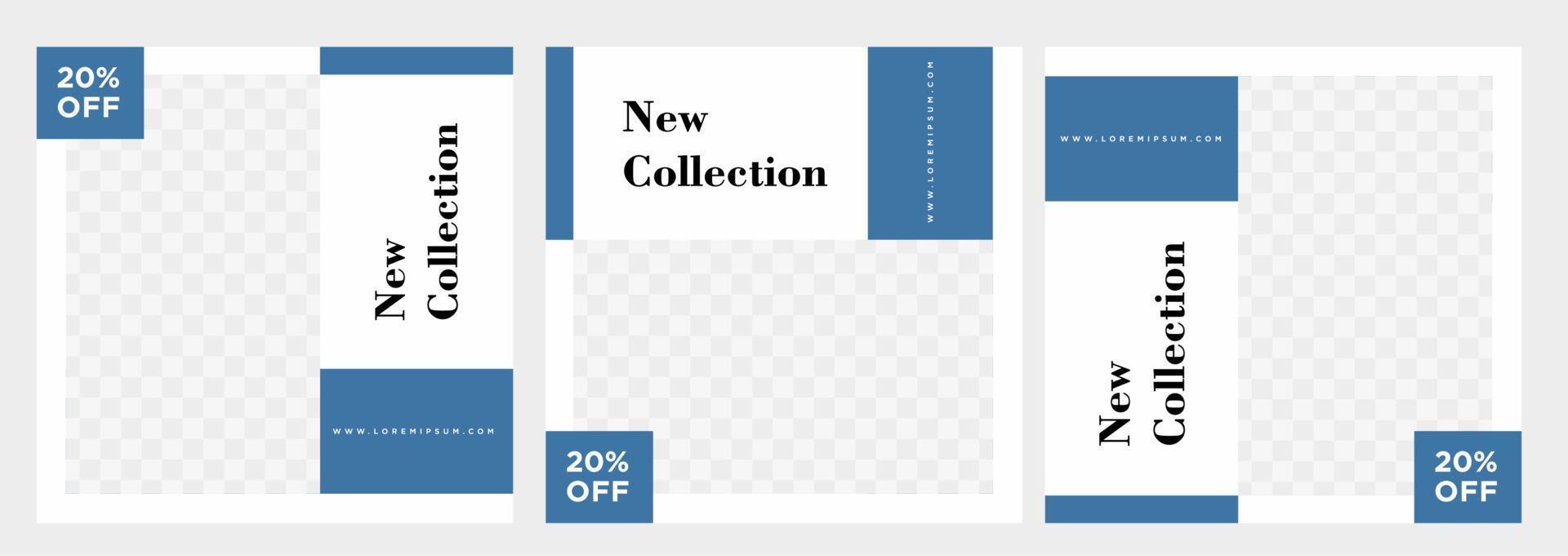 Minimalist social media post template collection or banner vector