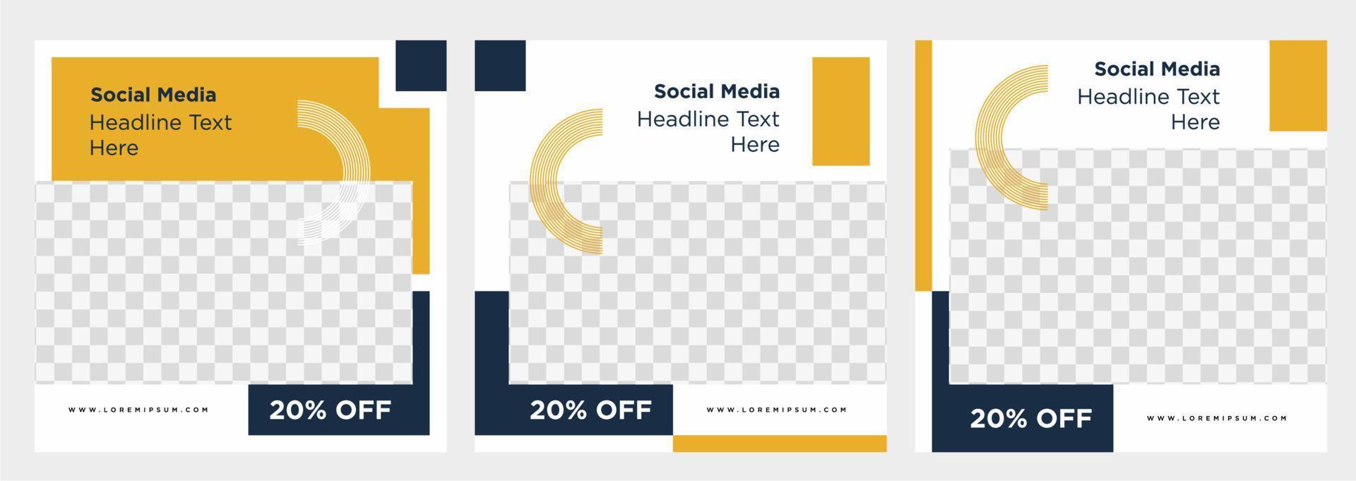 Minimalist social media post template collection or banner vector