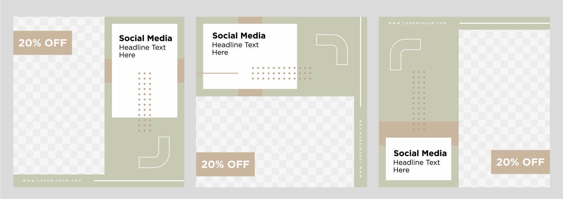Minimalist social media post template collection or banner vector