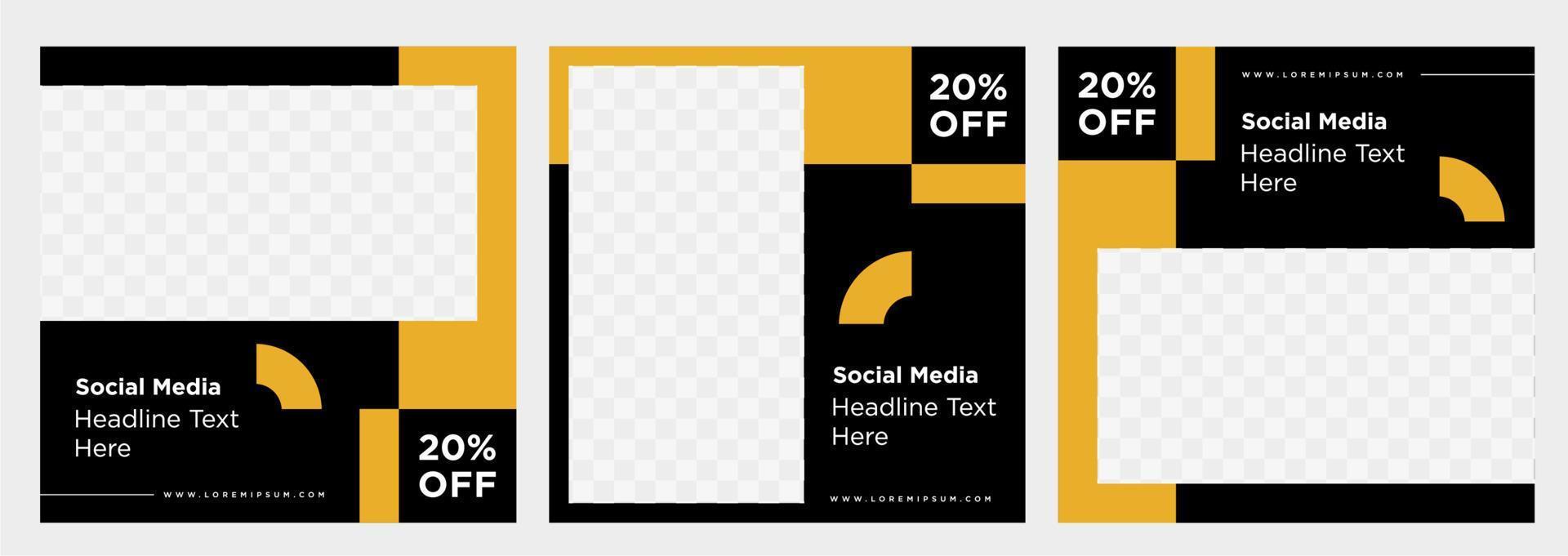 Minimalist social media post template collection or banner vector