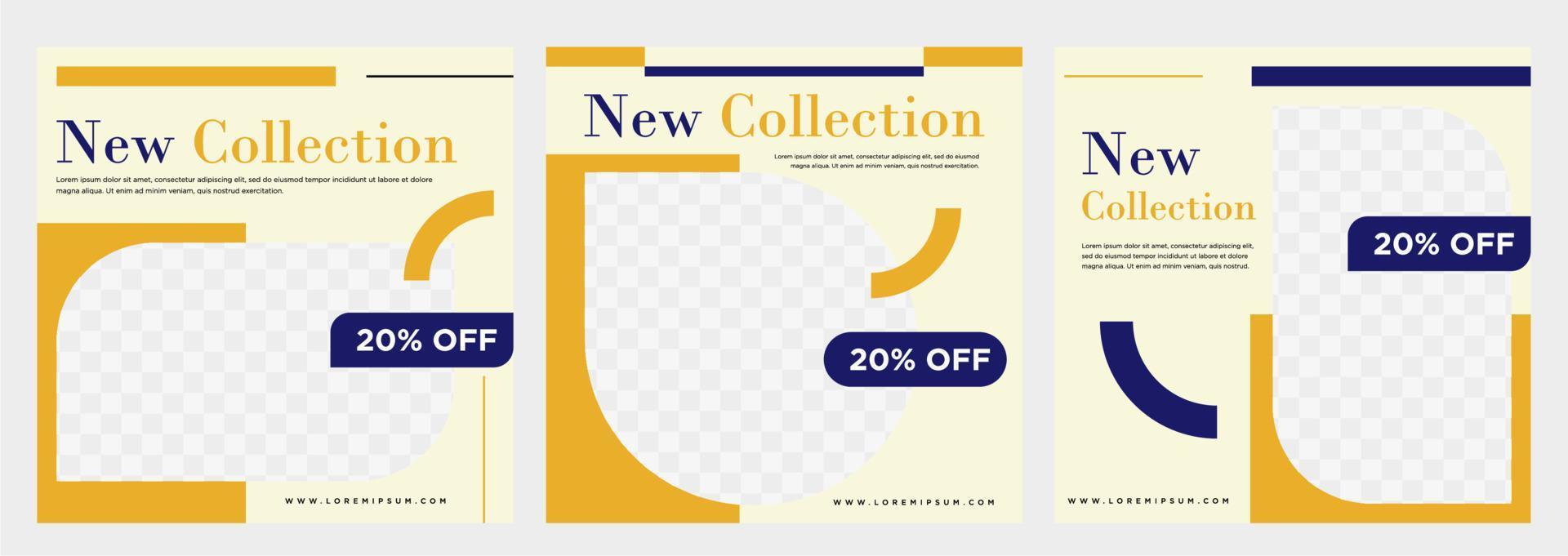 Minimalist social media post template collection or banner vector