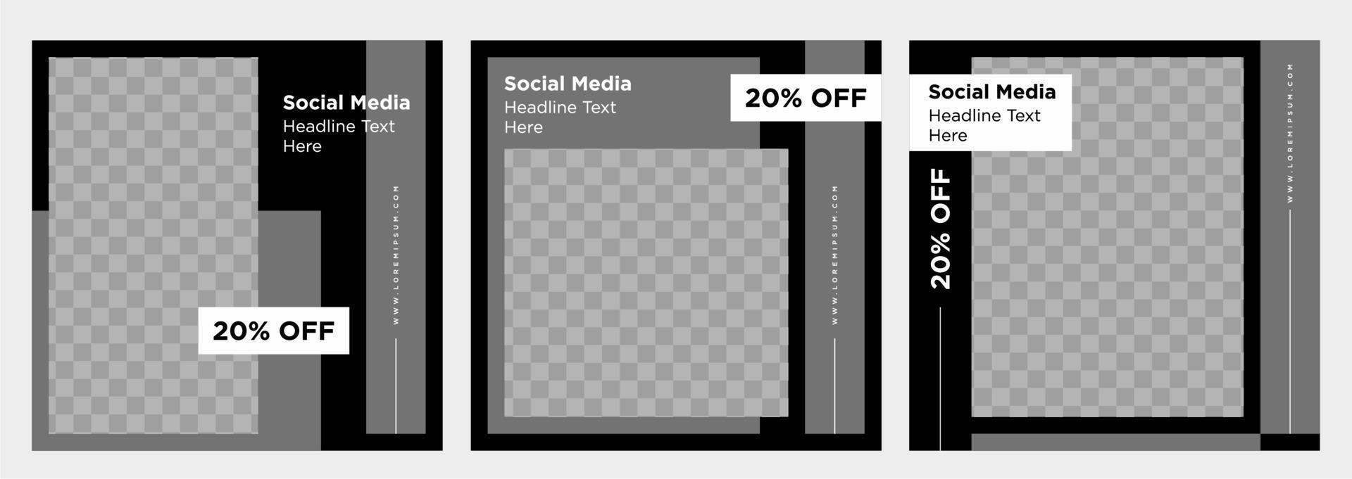 Minimalist social media post template collection or banner vector