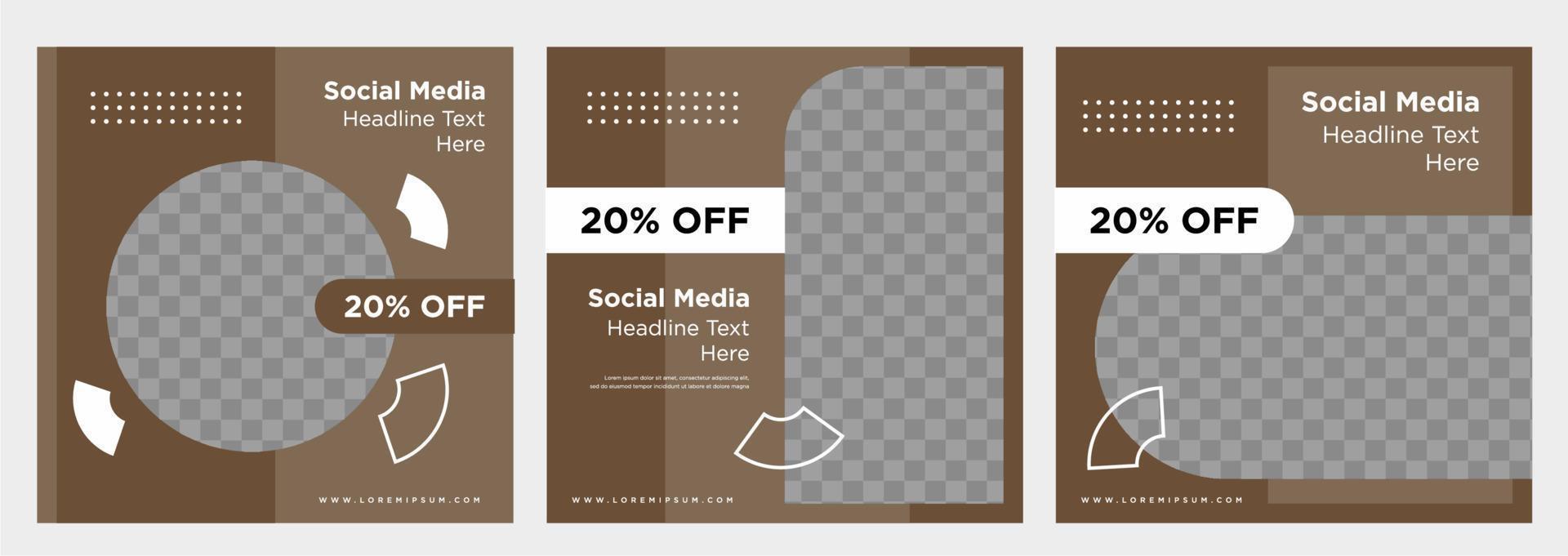 Minimalist social media post template collection or banner vector