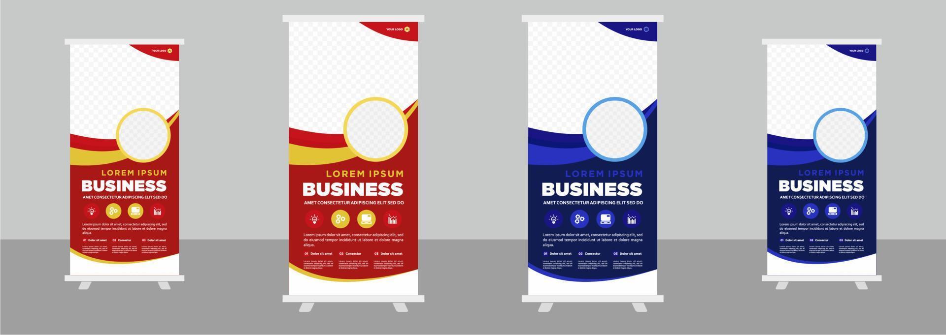 plantilla de diseño de banner de stand enrollable de negocios corporativos vector