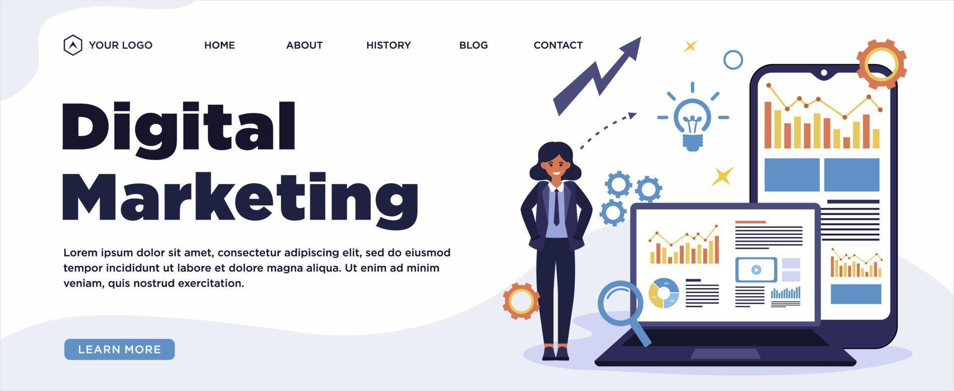 Digital marketing strategy Web Banner vector