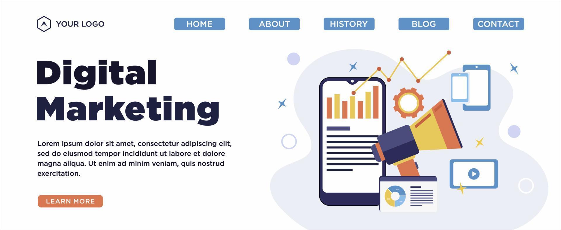 Digital marketing strategy Web Banner vector