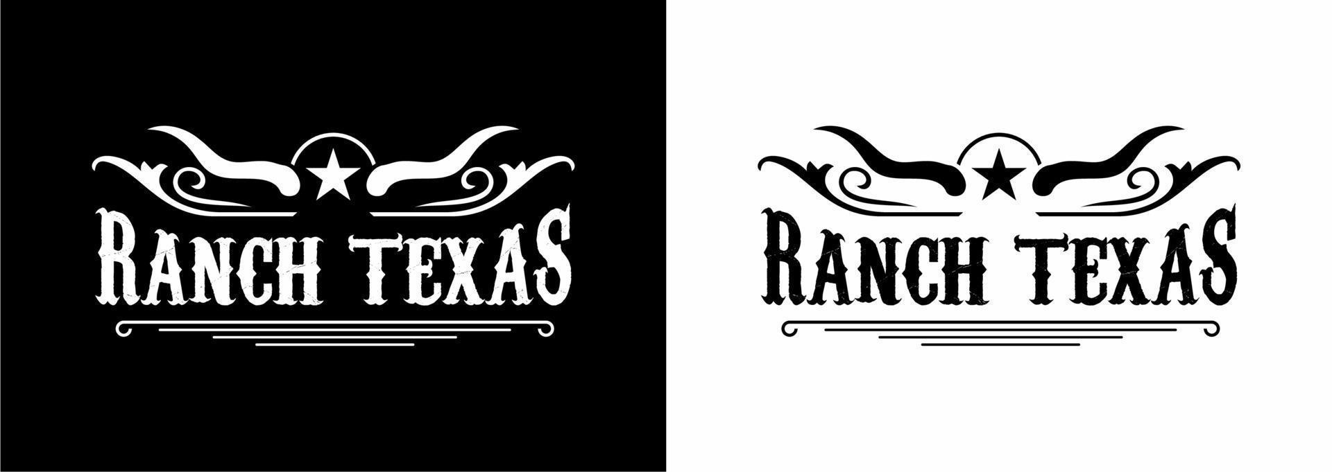 Texas ranch country western bull cattle vintage label logo design Premium Vector