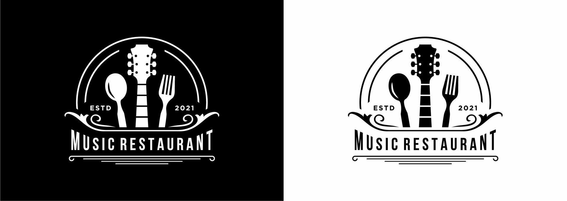 simple design restaurant music logo template vector