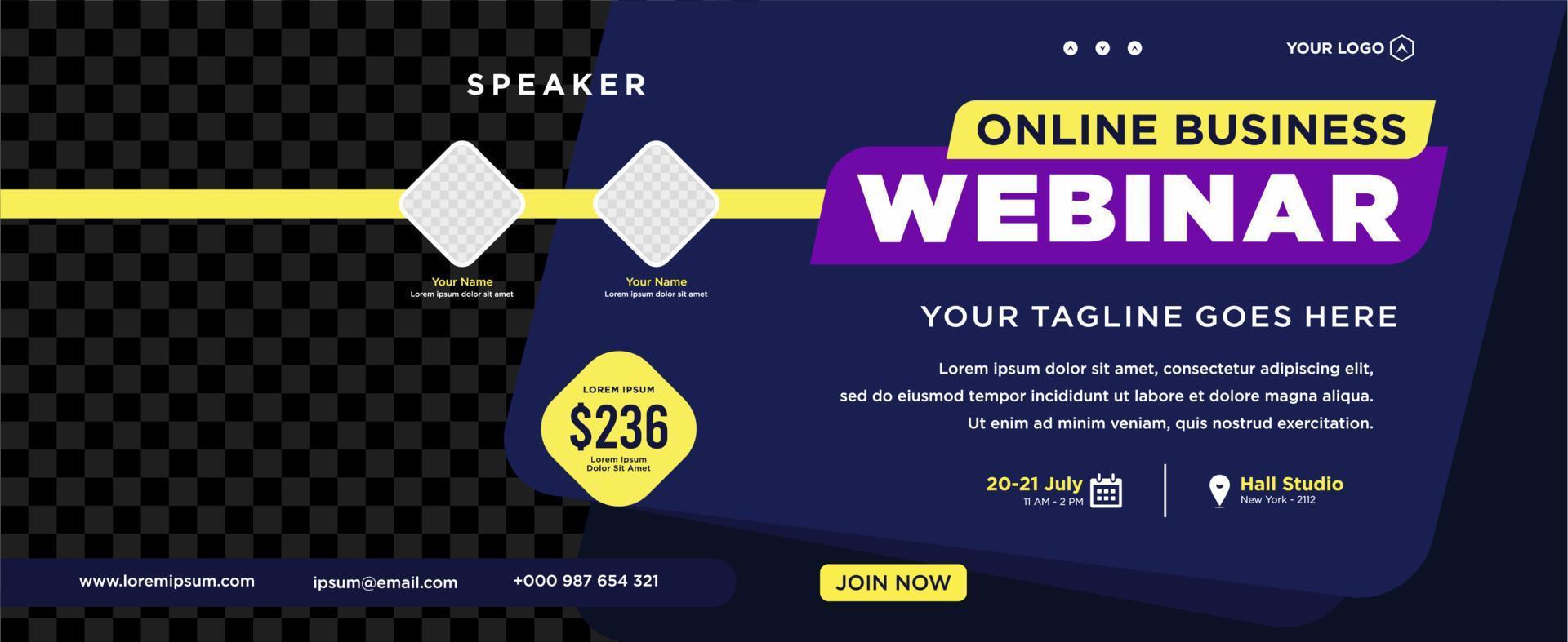 Digital marketing live webinar and corporate social media post or template banner vector