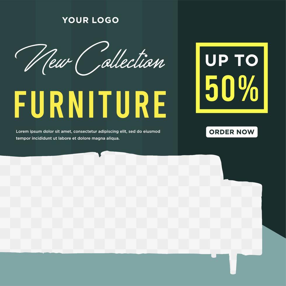 Furniture sale banner Social media post template vector