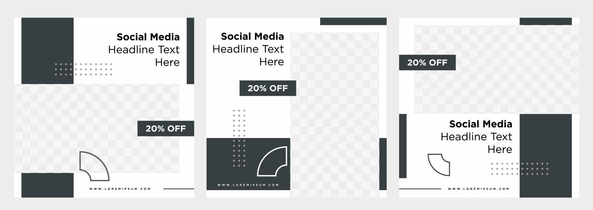 Minimalist social media post template collection or banner vector