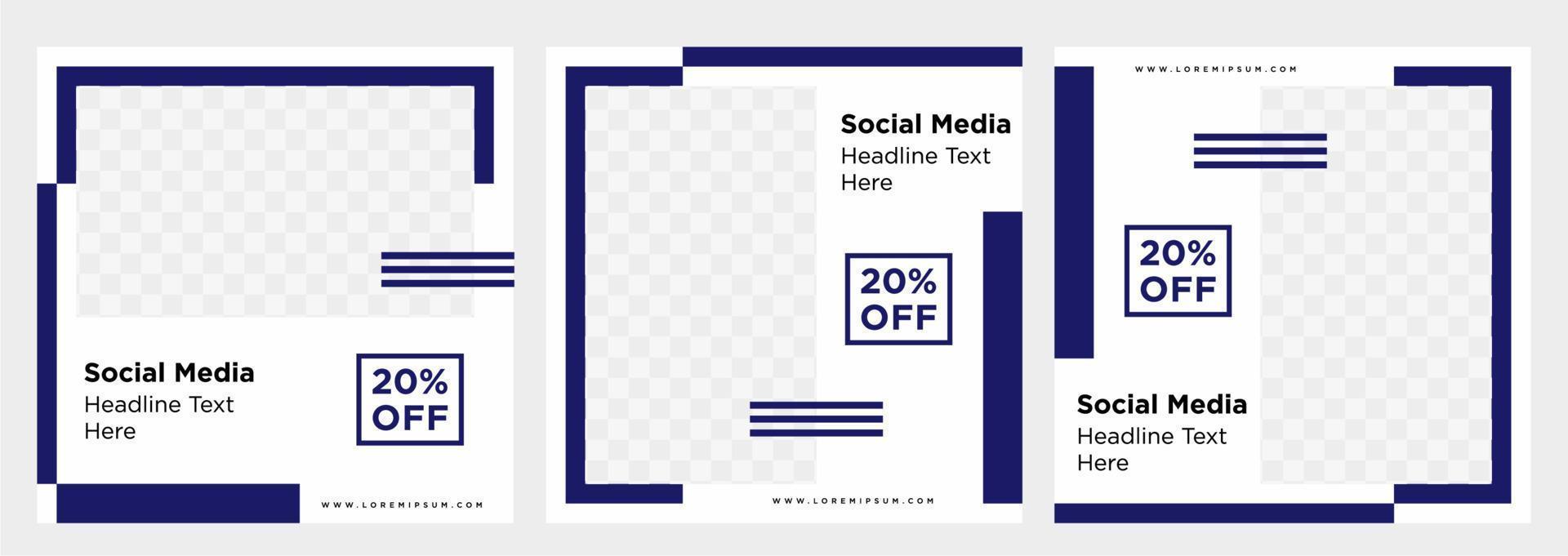 Minimalist social media post template collection or banner vector