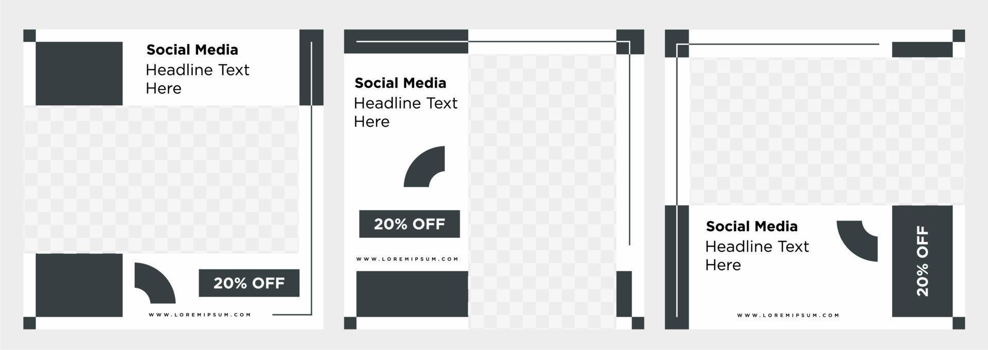 Minimalist social media post template collection or banner vector