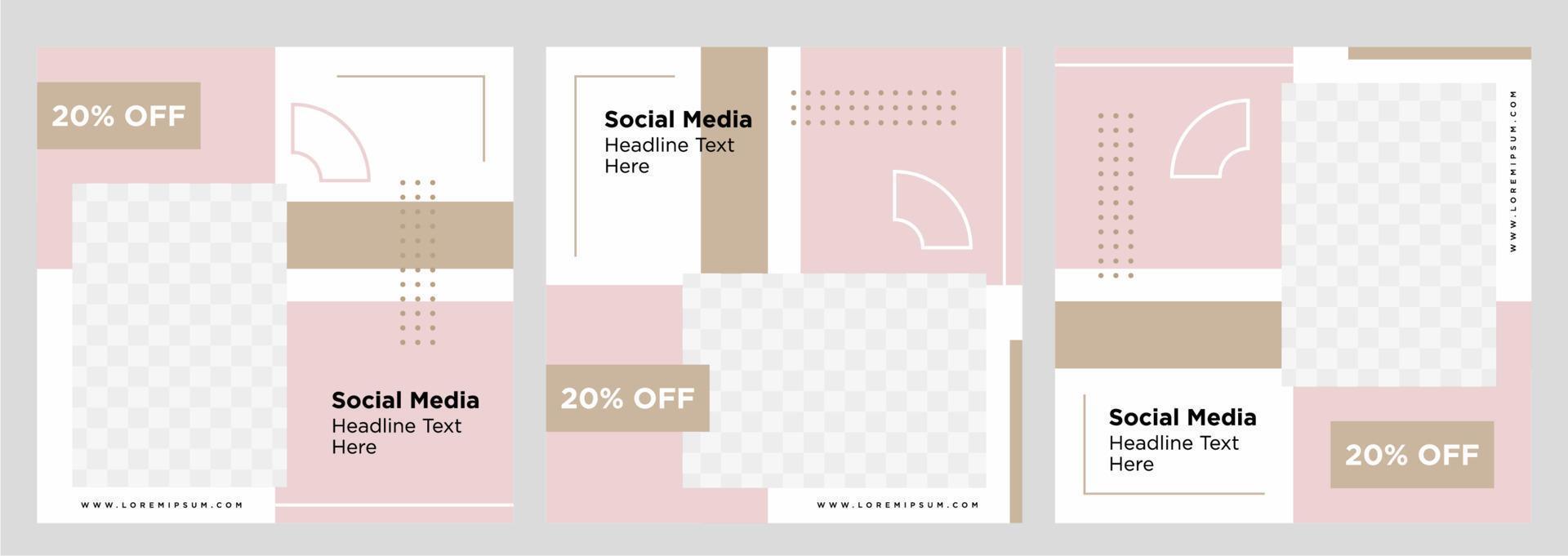 Minimalist social media post template collection or banner vector