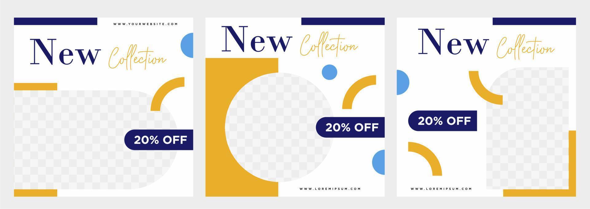 Minimalist social media post template collection or banner vector