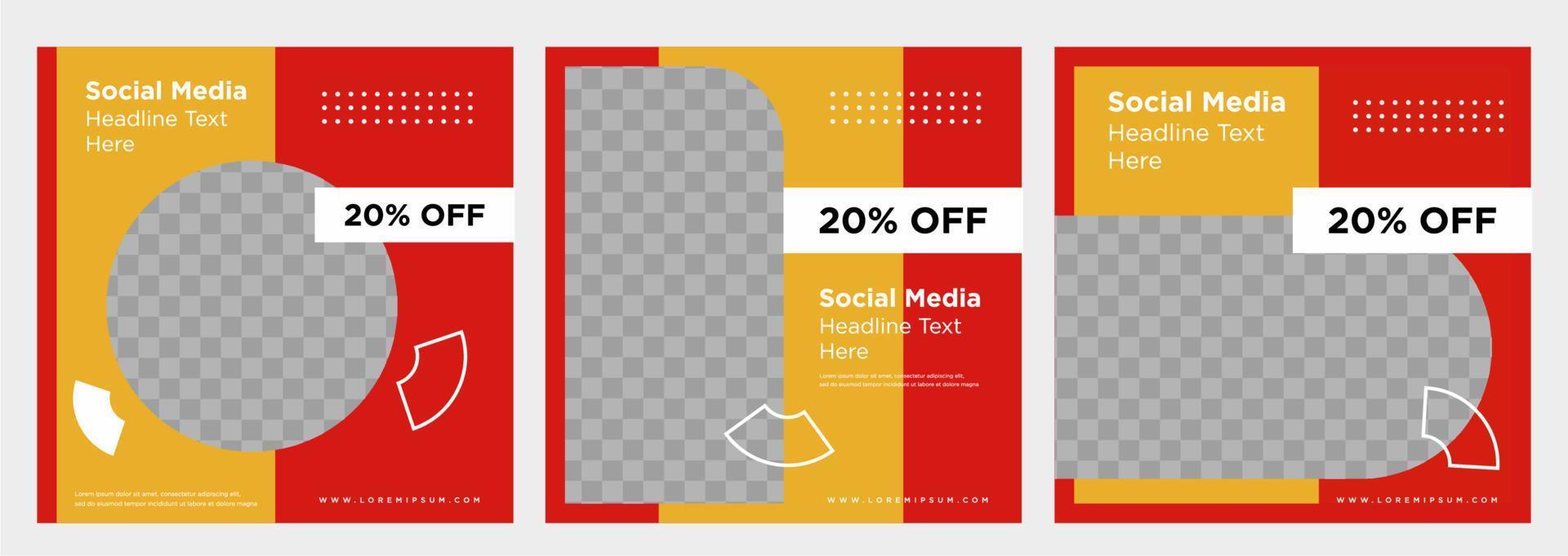 Minimalist social media post template collection or banner vector