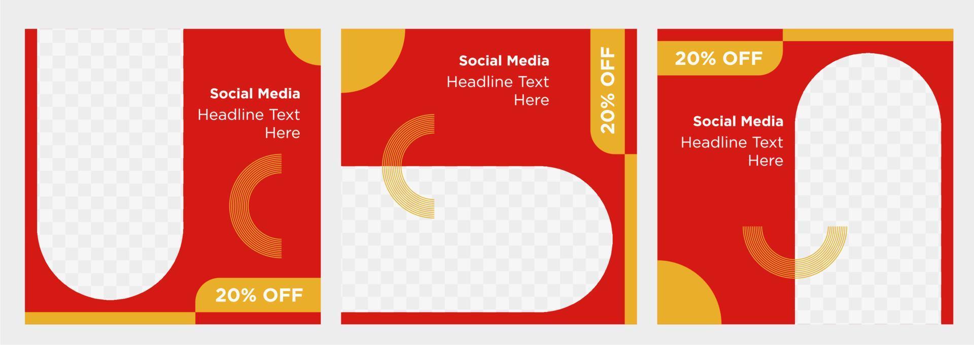 Minimalist social media post template collection or banner vector